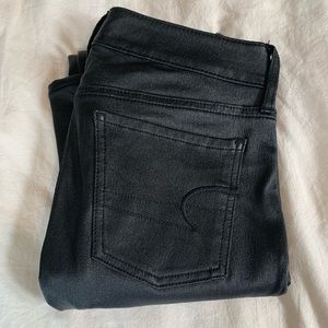 AE black faux leather jeggings